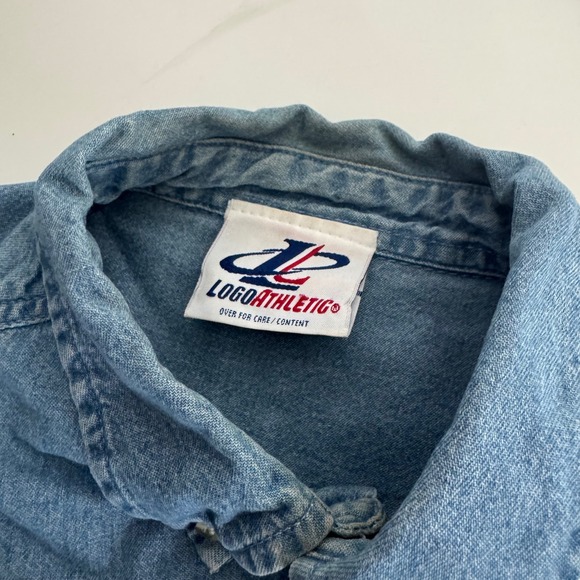 Vintage Superbowl  XXXV 2001 Denim Button Down Shirt Tampa Florida Shirt Large - Picture 5 of 11